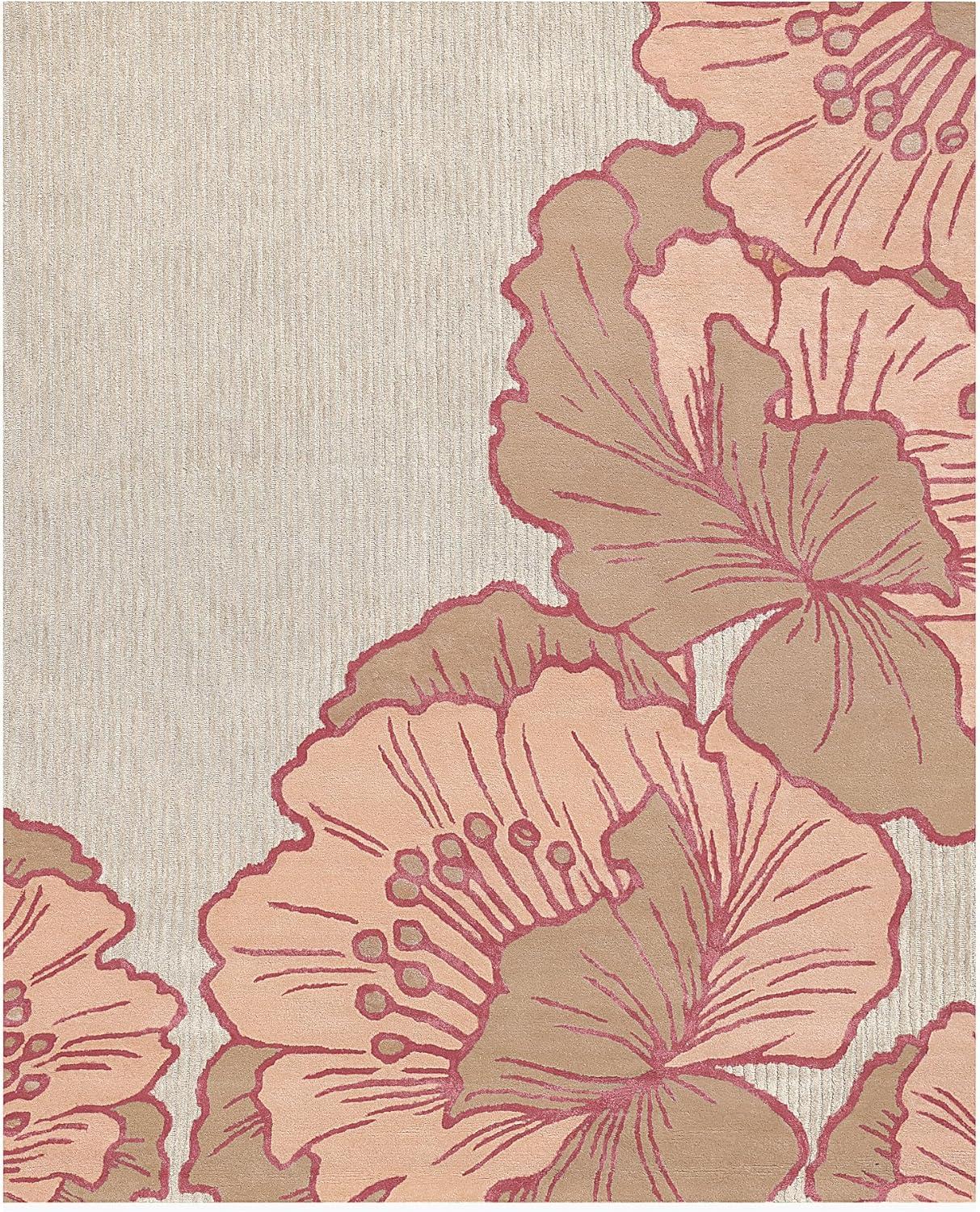 NICOLE MILLER NEW YORK Flora Grandeur Bloom Handcrafted Wool Area Rug Rose