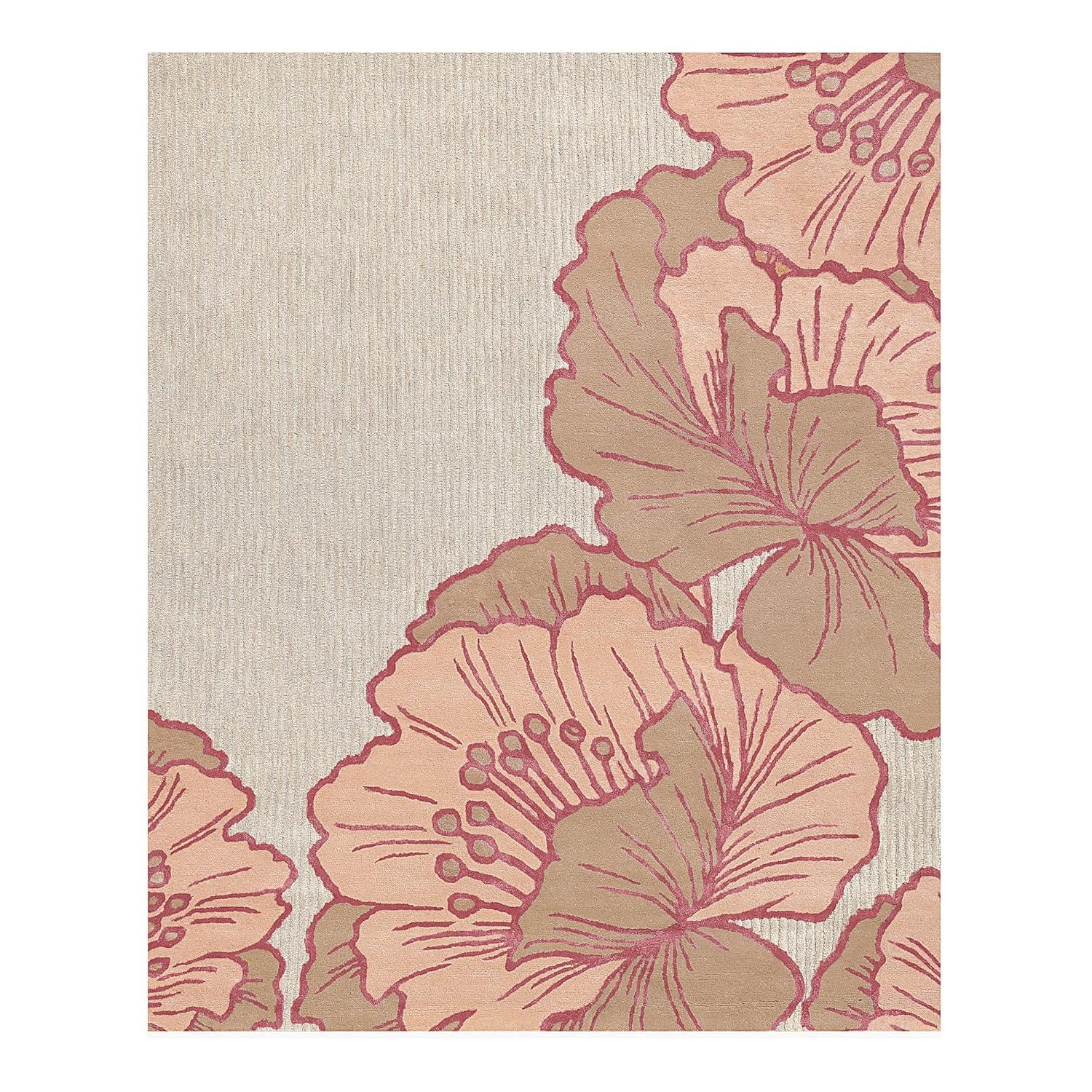 NICOLE MILLER NEW YORK Flora Grandeur Bloom Handcrafted Wool Area Rug Rose