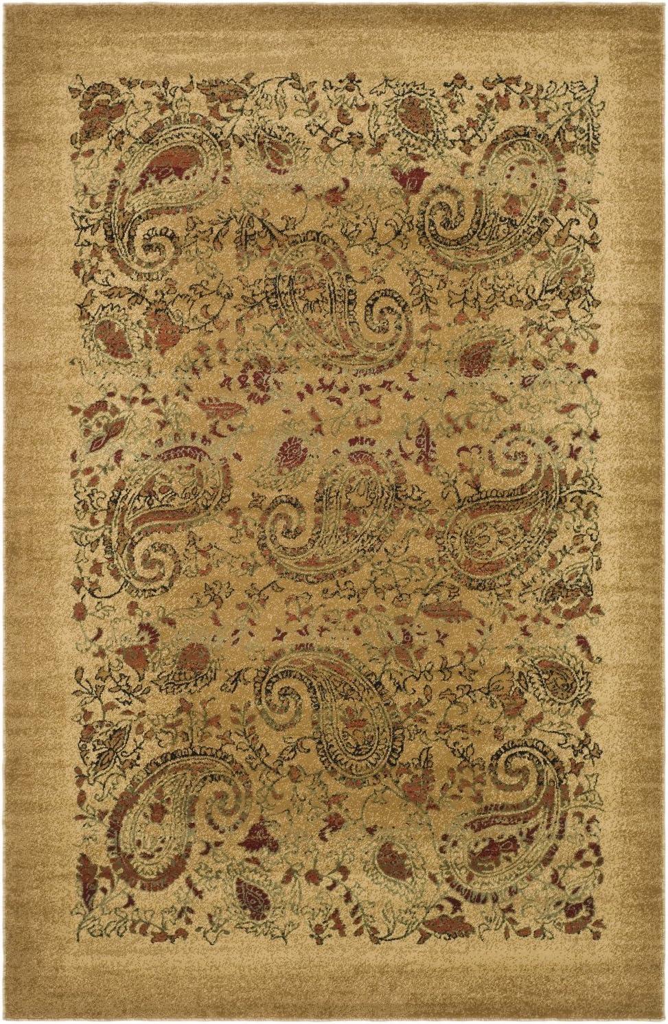 Beige and Multicolor Traditional Paisley Area Rug