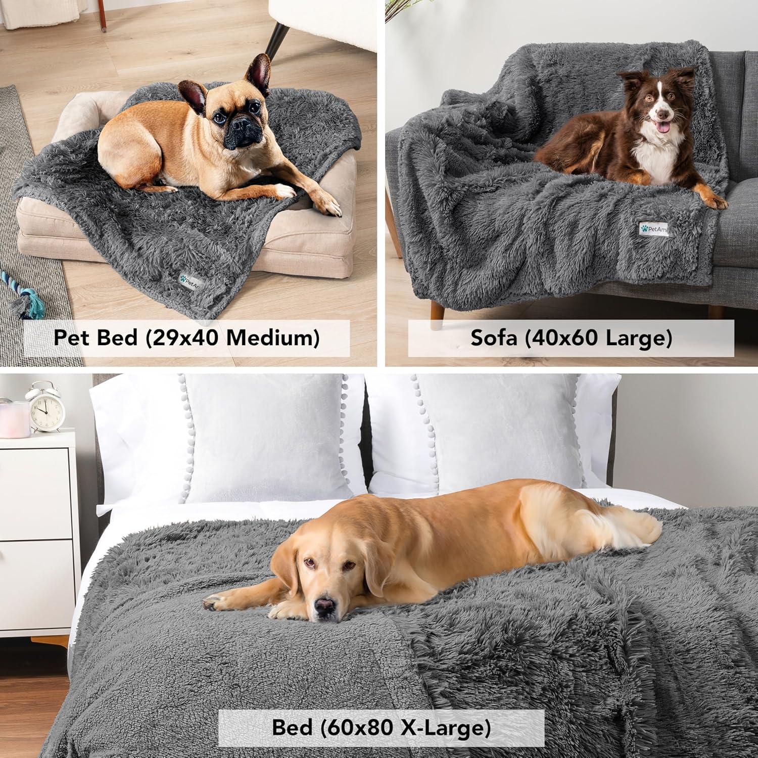 PetAmi Faux Fur Sherpa Pet Blanket