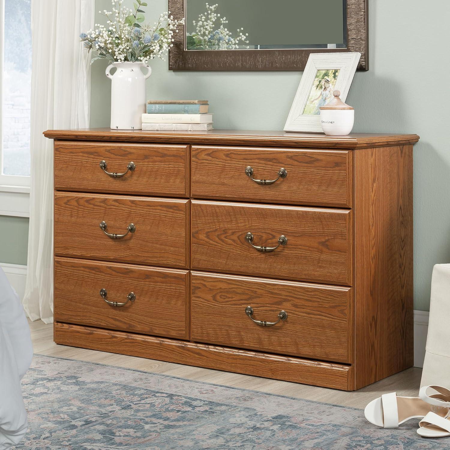 Sauder Orchard Hills 6 Drawer Dresser, Carolina Oak finish
