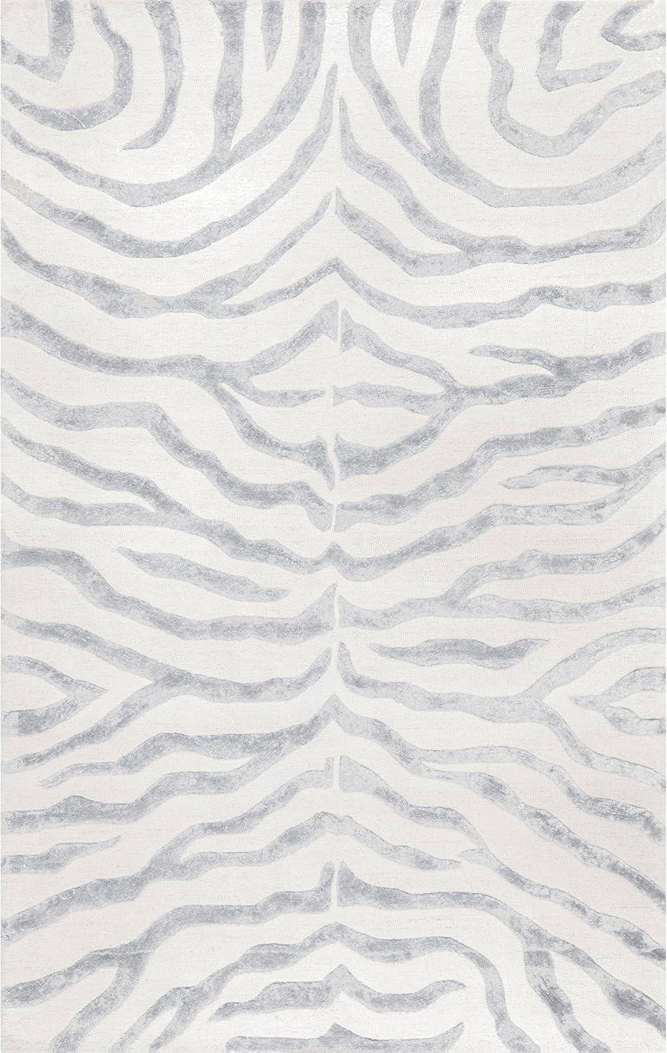 nuLOOM Zebra Hand Tufted Plush Wool Accent Rug, 3' x 5', Gray