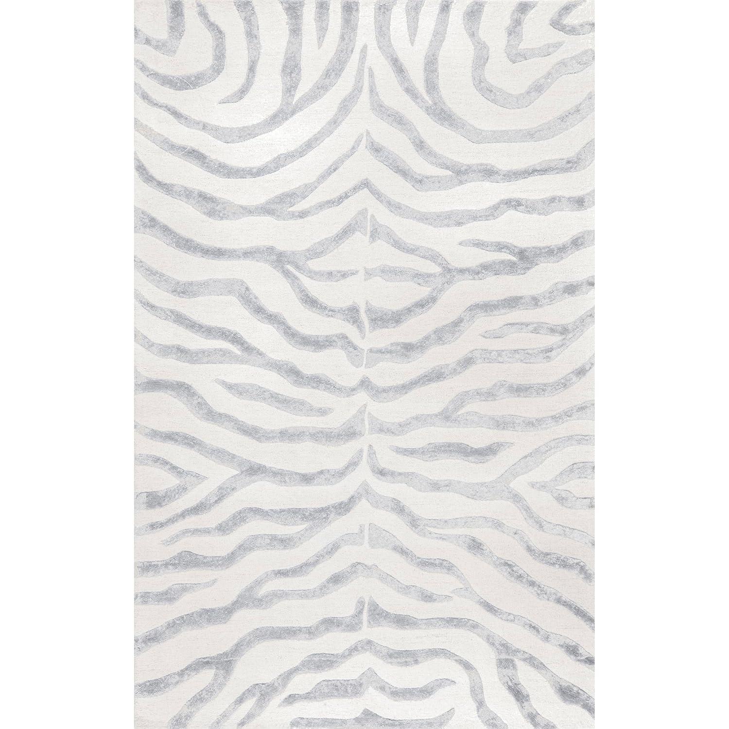 nuLOOM Hand Tufted Plush Zebra Runner Rug, 2' 6" x 6', Gray