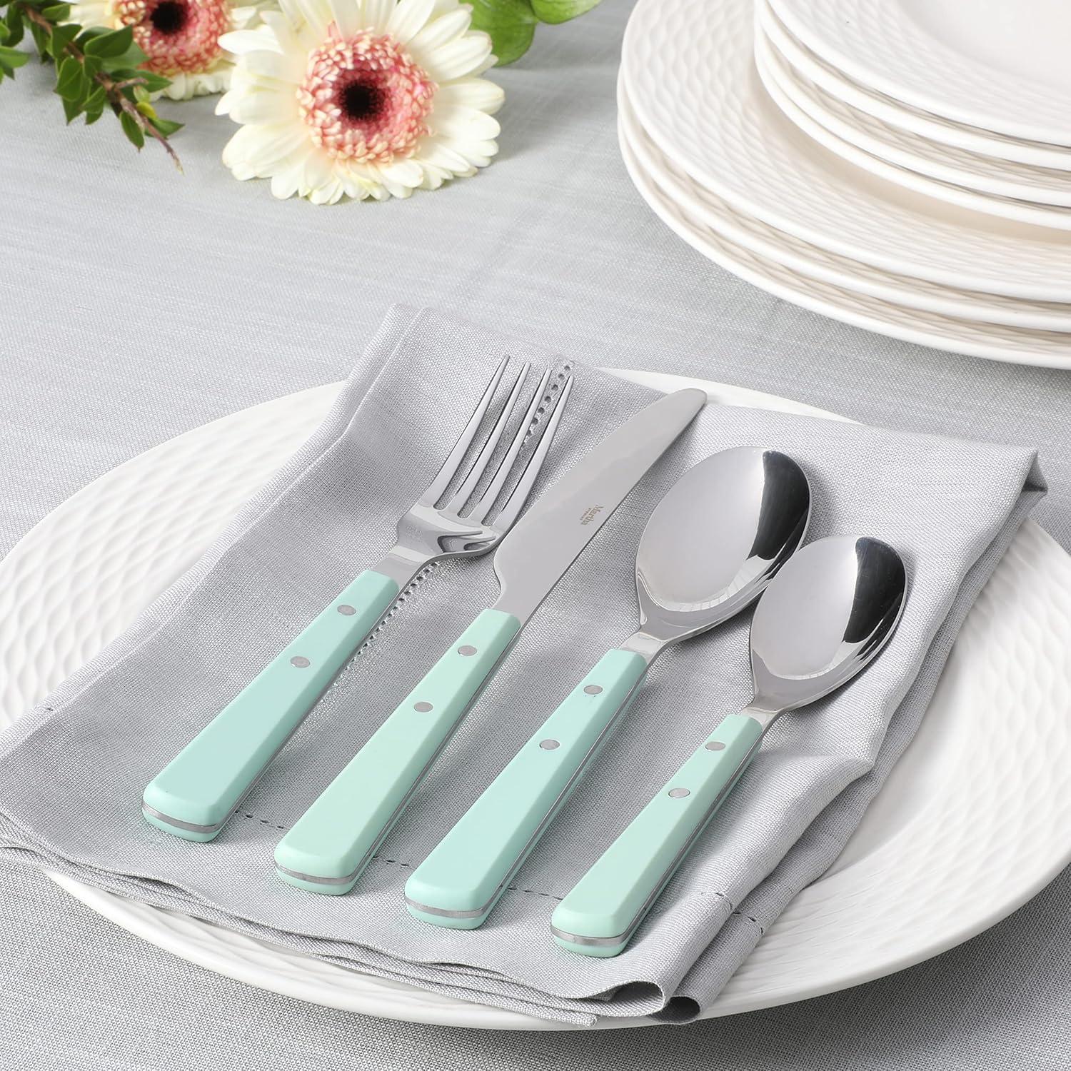 Martha Blue Stainless Steel 16-Piece Flatware Set