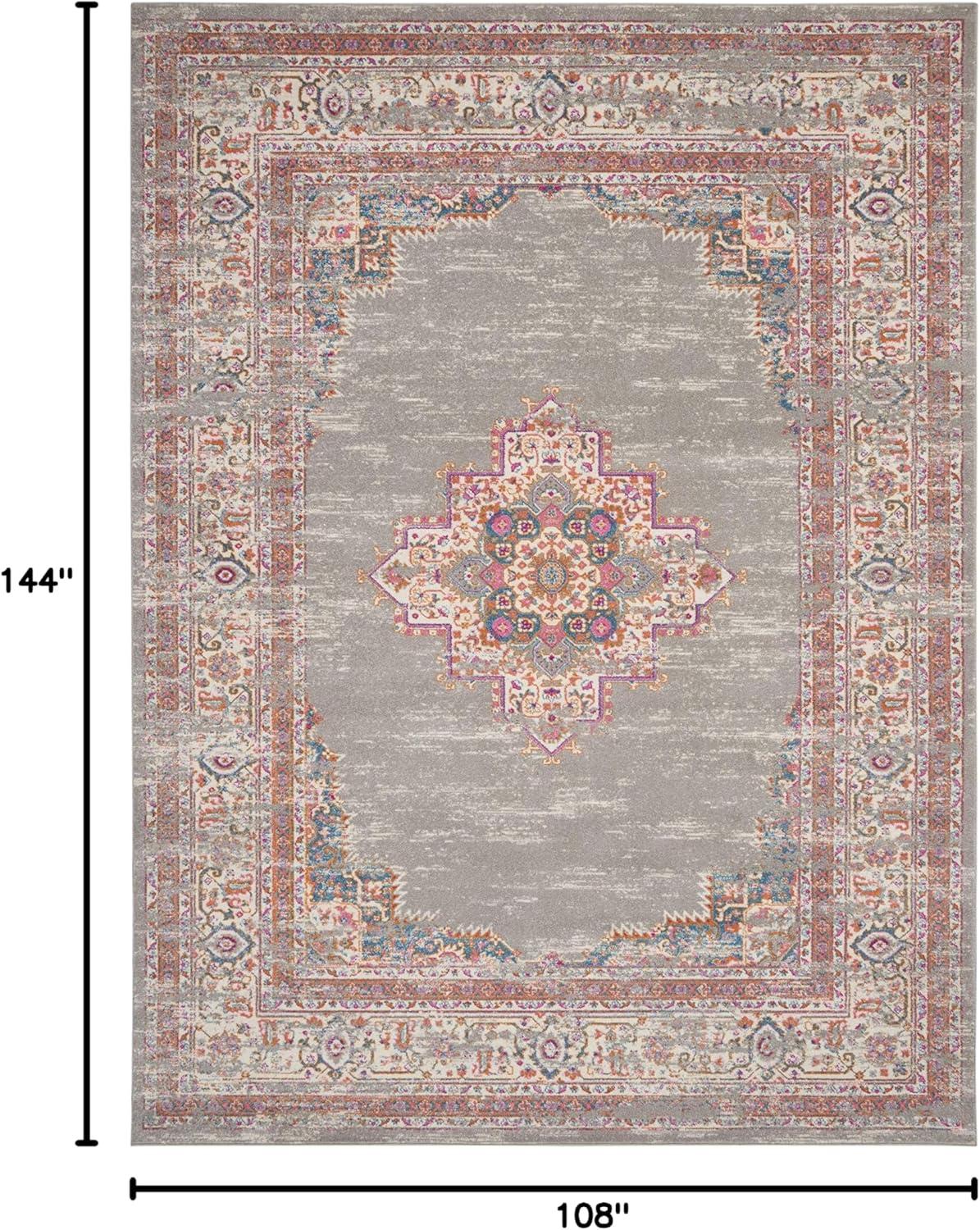 Bohemian Bliss Blue Geometric 9' x 12' Easy-Care Area Rug