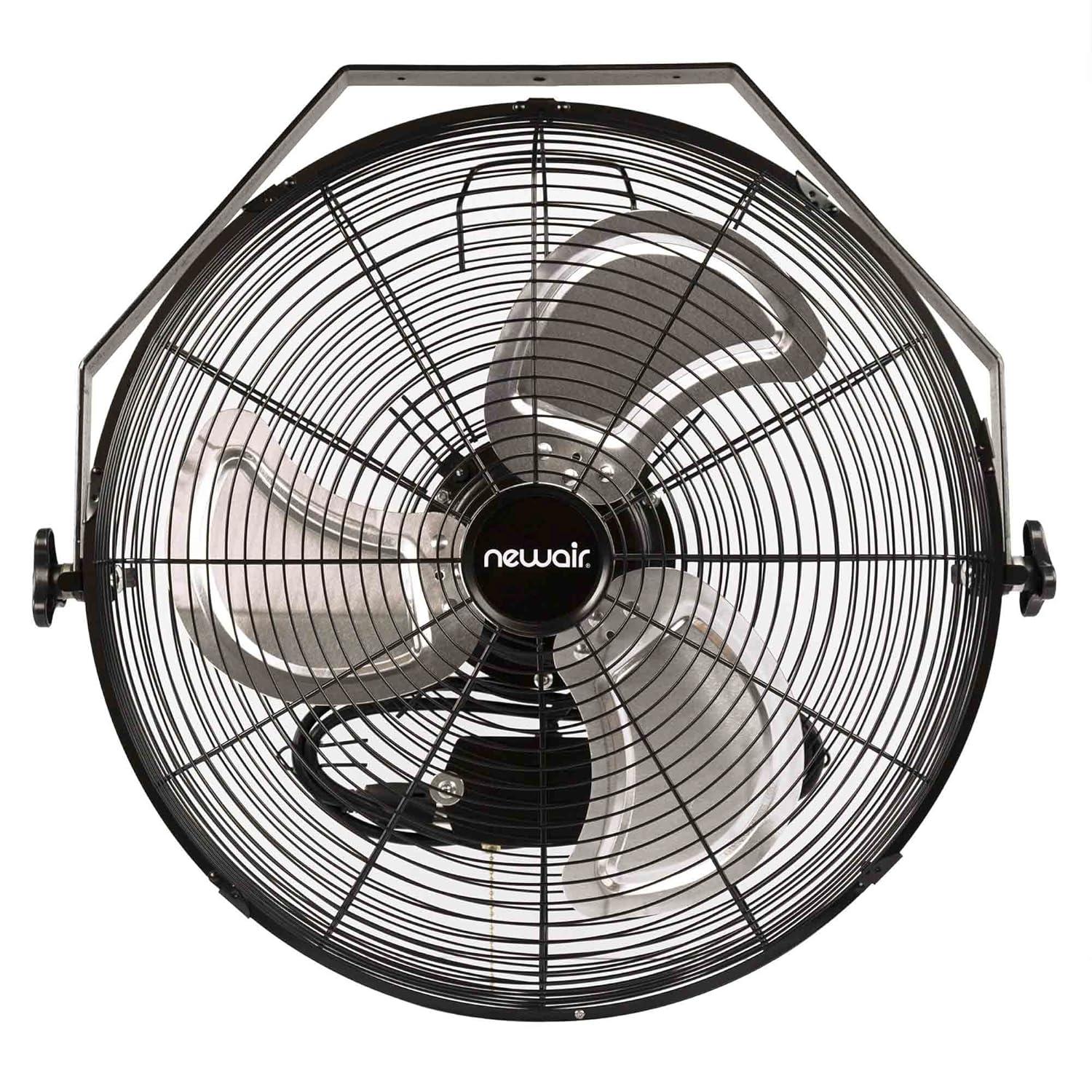 Newair Newair 18" High Velocity Wall Mount Fan, Heavy Duty Outdoor Fan, Adjustable Tilt and 3 Speeds up to 4012 CFM, Pull Chain Switch