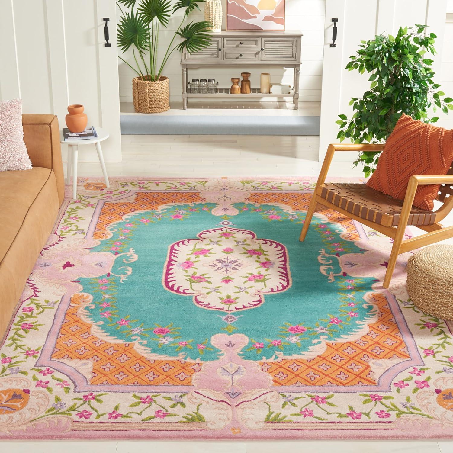 Bellagio BLG535 Hand Tufted Area Rug - Blue/Pink - 8'x10' - Safavieh.
