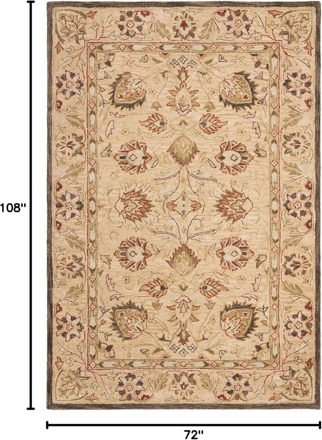 SAFAVIEH Anatolia Venice Floral Wool Area Rug, Beige/Beige, 6' x 9'