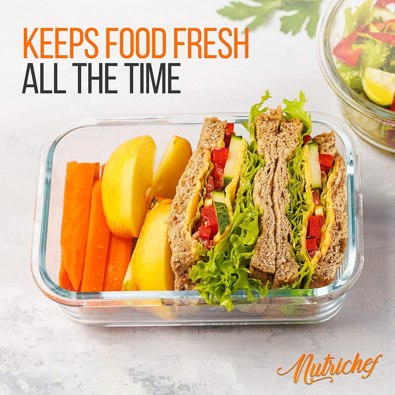 NutriChef 30oz. Glass Food Storage Container