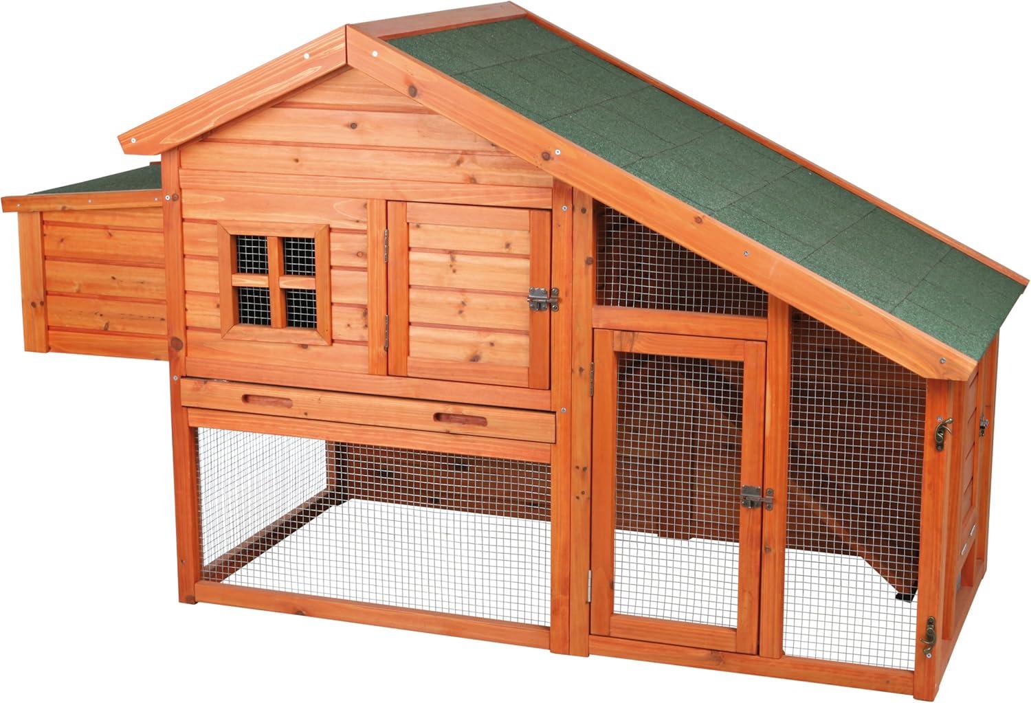 TRIXIE TRIXIE 2-Story Weatherproof Outdoor Chicken Coop, 2 Nesting Boxes, Fits 2 Std Chickens or 4 Bantams