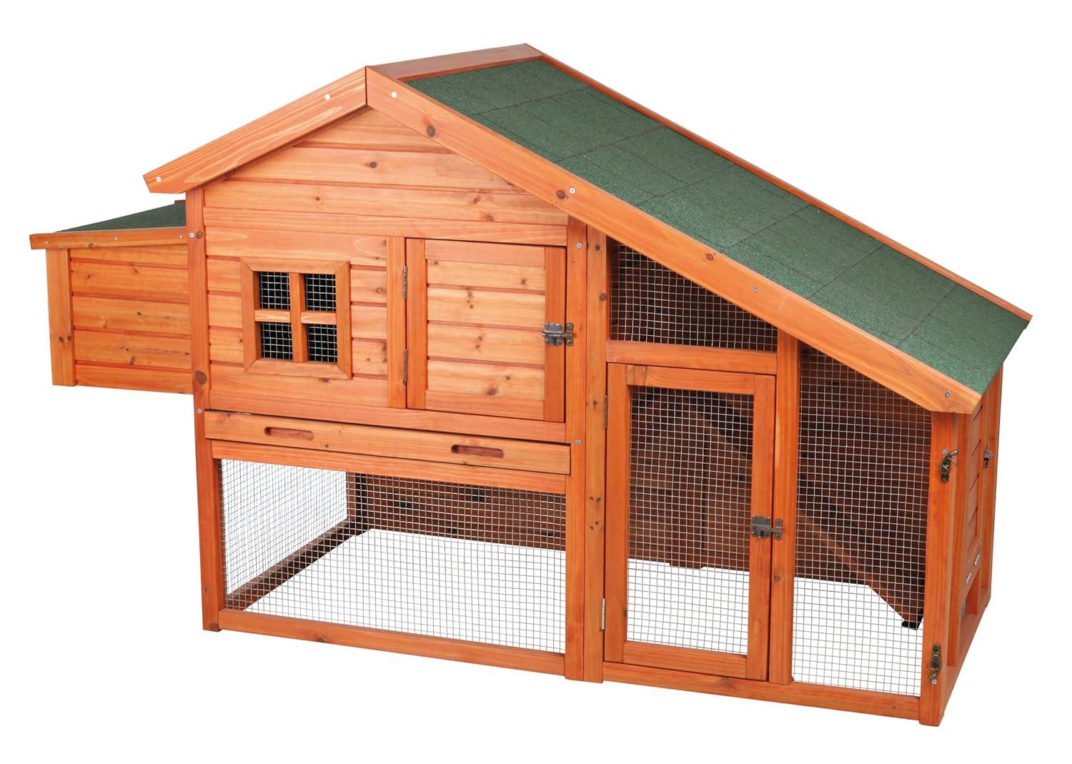 TRIXIE TRIXIE 2-Story Weatherproof Outdoor Chicken Coop, 2 Nesting Boxes, Fits 2 Std Chickens or 4 Bantams