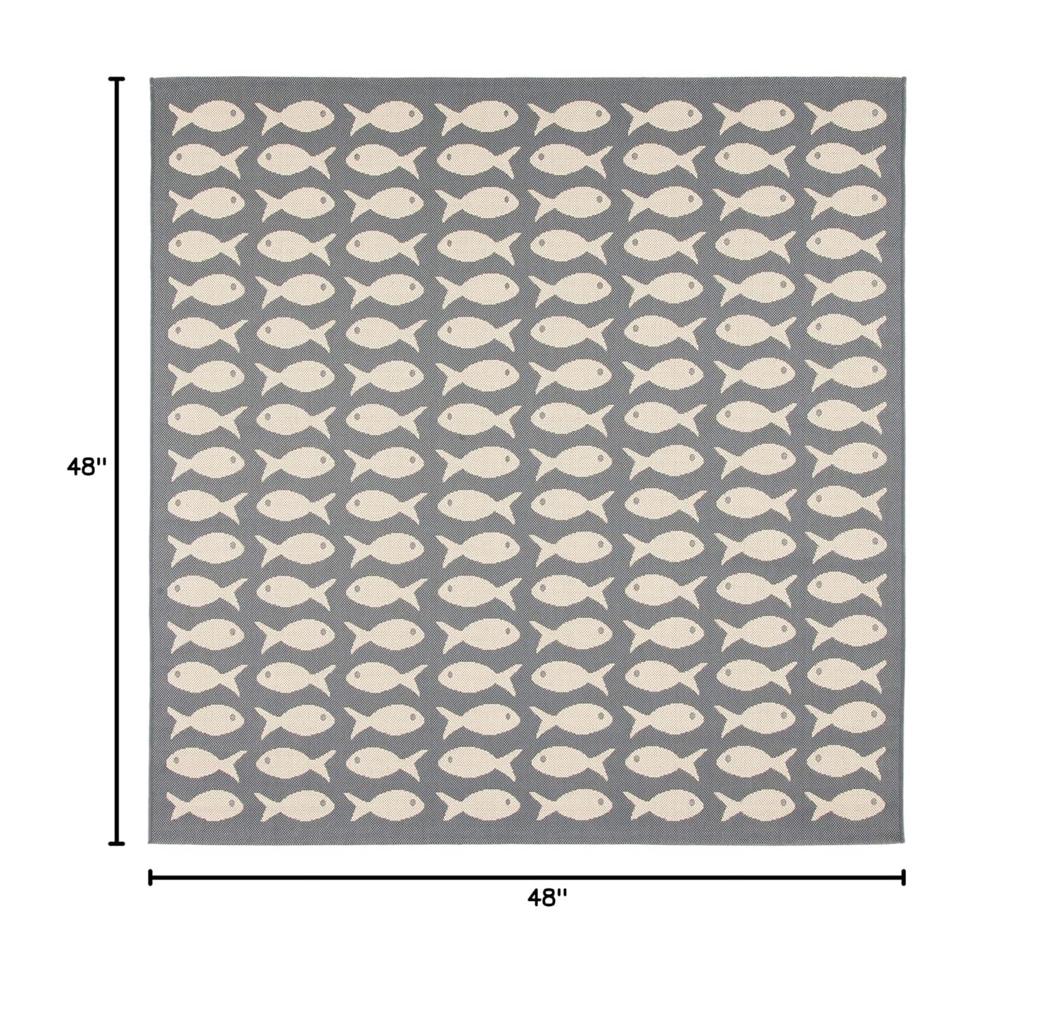 Courtyard CY6013 Power Loomed Indoor and Outdoor Area Rug - Grey/Beige - 4'x4' - Safavieh