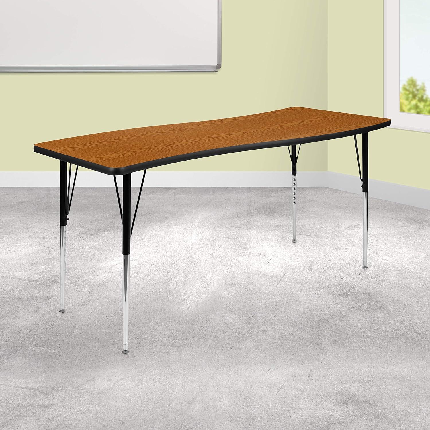 Flash Furniture Goddard 28"W x 47.5"L Rectangular Wave Collaborative Grey Adjustable Height Activity Table