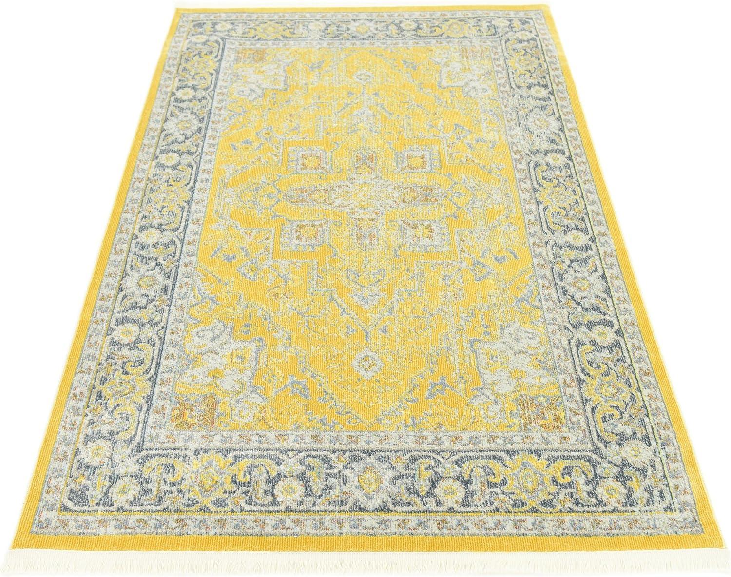 Unique Loom Baracoa Collection Area Rug - Prado (4' 3" x 6' 1" Rectangle Yellow/Ivory)