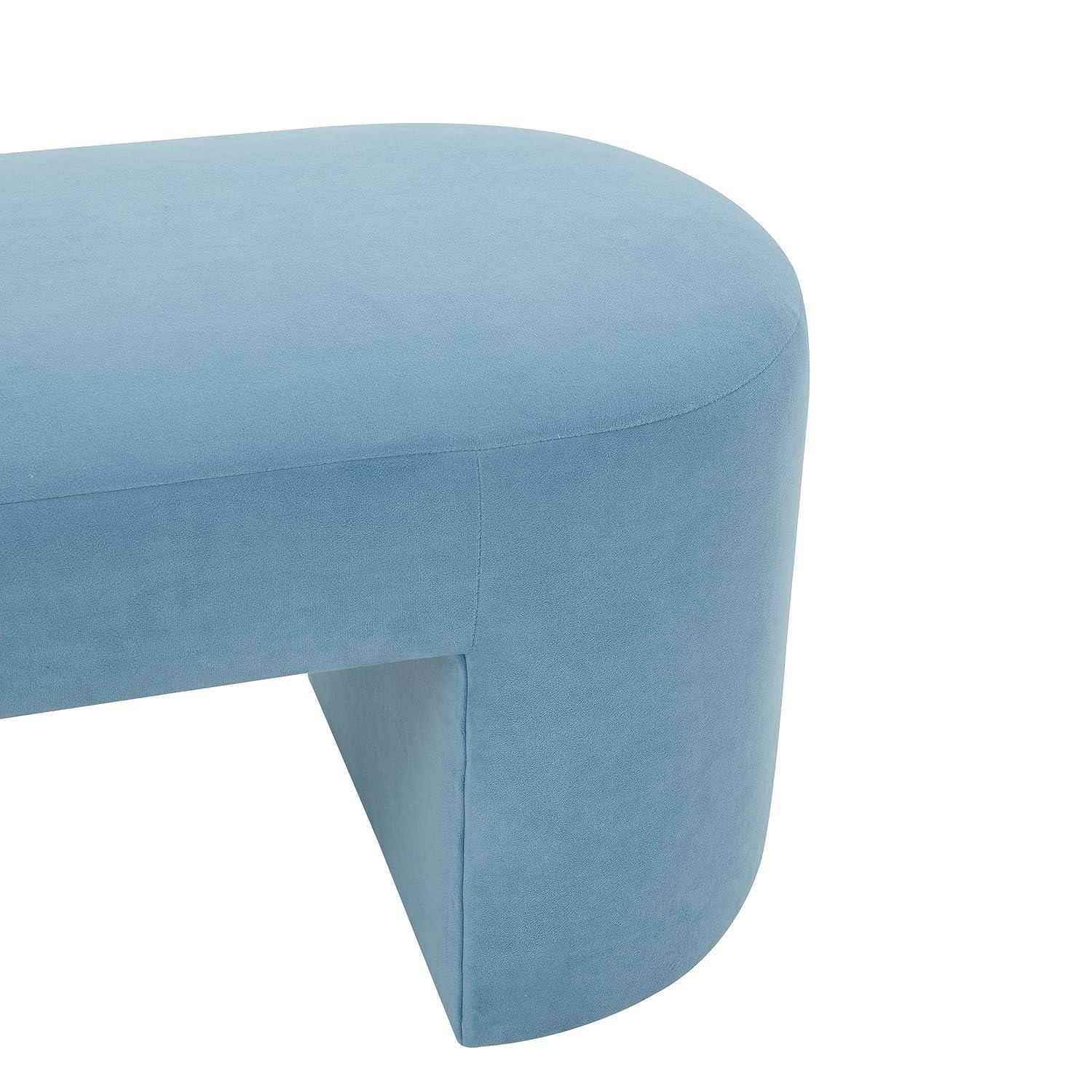Elena Light Blue Velvet Contemporary Bench
