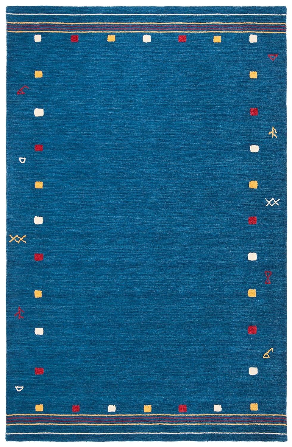 SAFAVIEH Himalaya Charmaine Solid Wool Area Rug, Blue, 6' x 9'