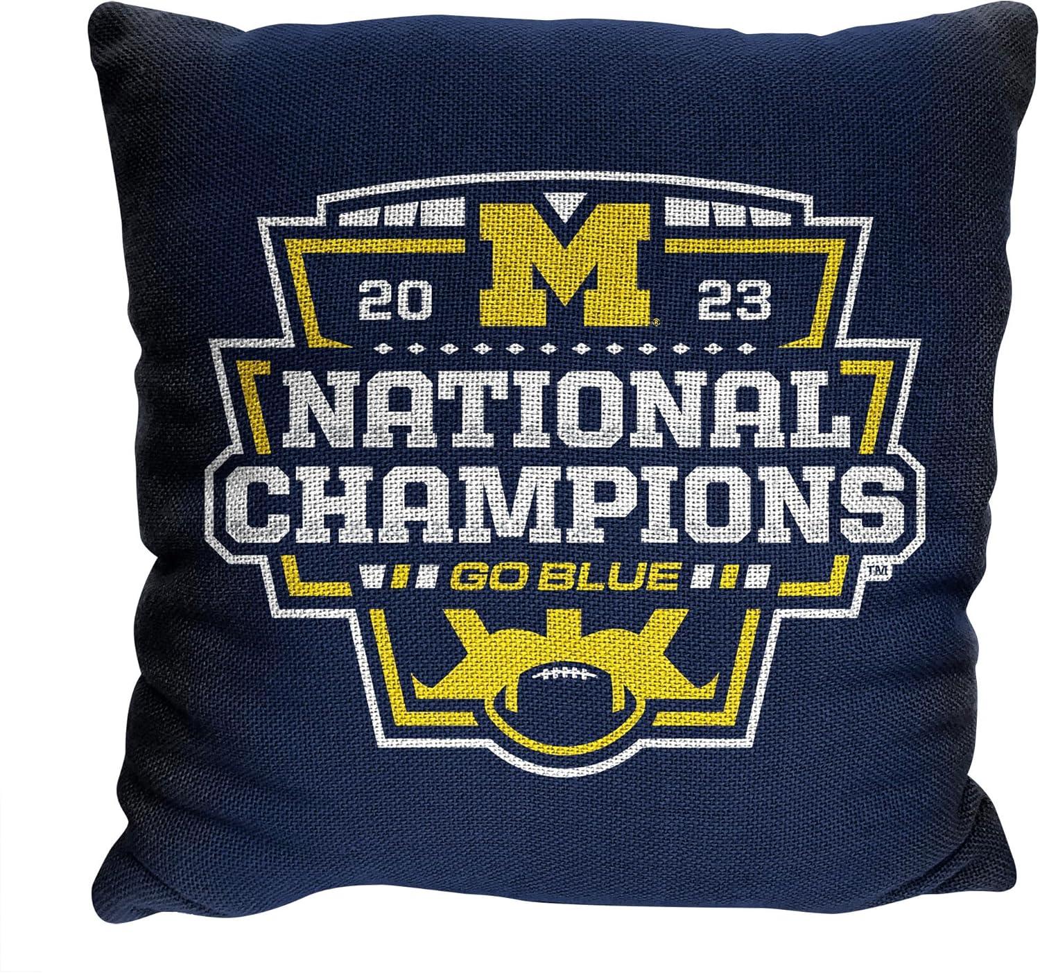 Michigan Wolverines 2023 National Champions Navy Tapestry Pillow