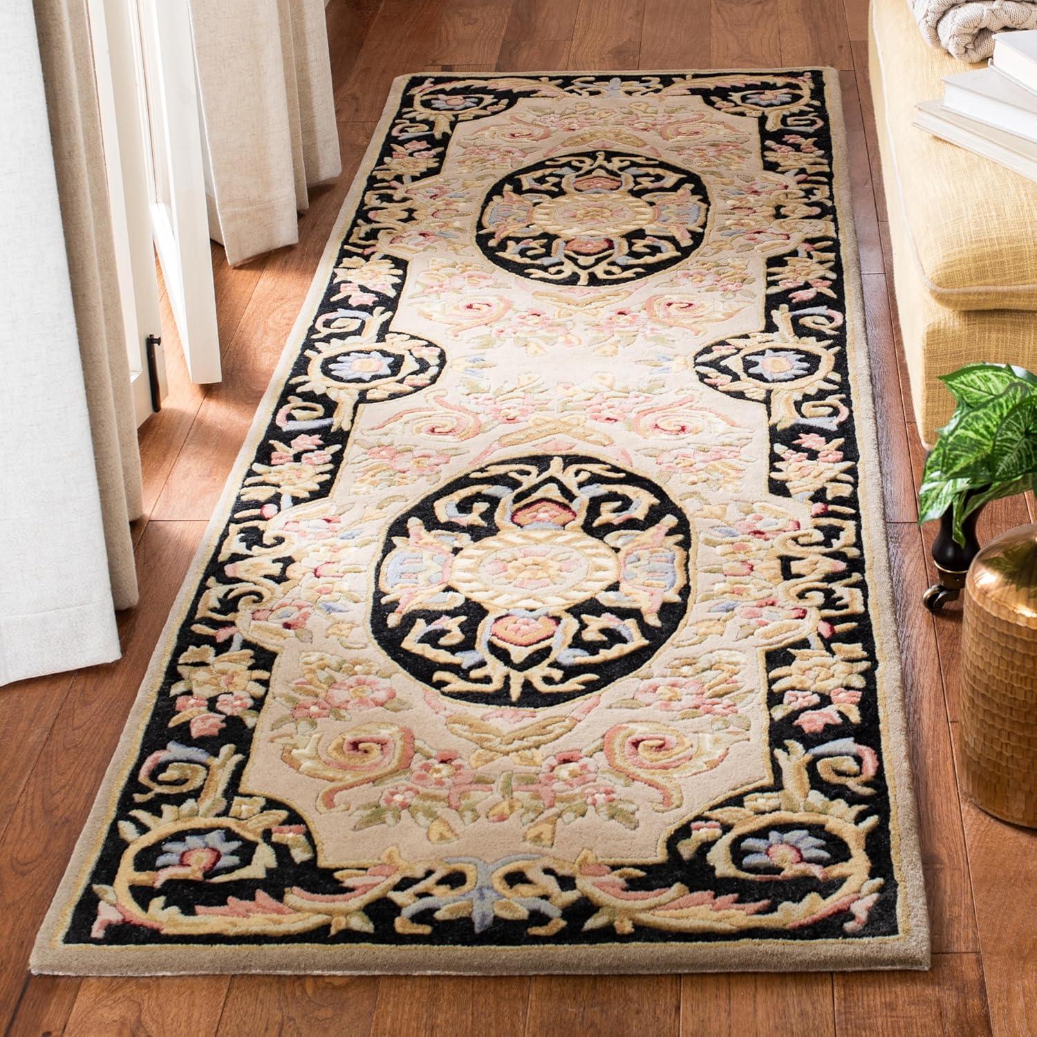 Savonnerie SAV206 Hand Tufted Runner Rug - Ivory/Gold - 2'6"x8' - Safavieh.
