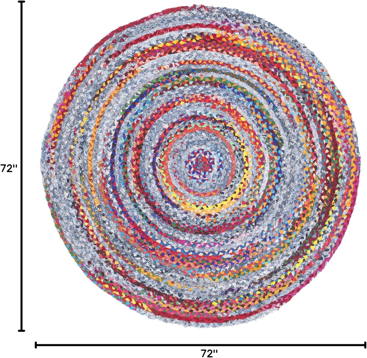 Braided BRD250 Hand Woven Area Rug - Blue/Red - 6' Round - Safavieh.