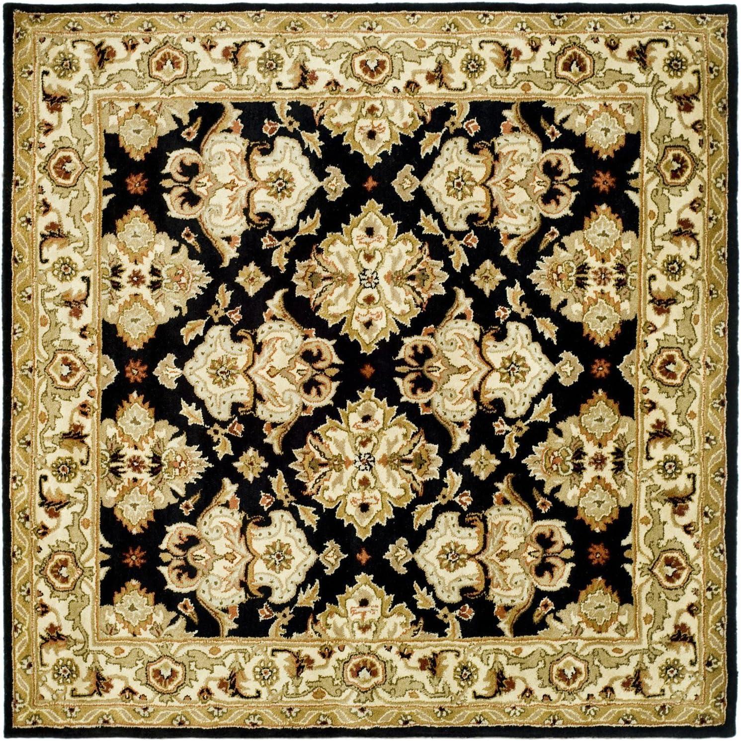 Heritage HG817 Hand Tufted Area Rug - Black/Ivory - 8'x8' - Safavieh.