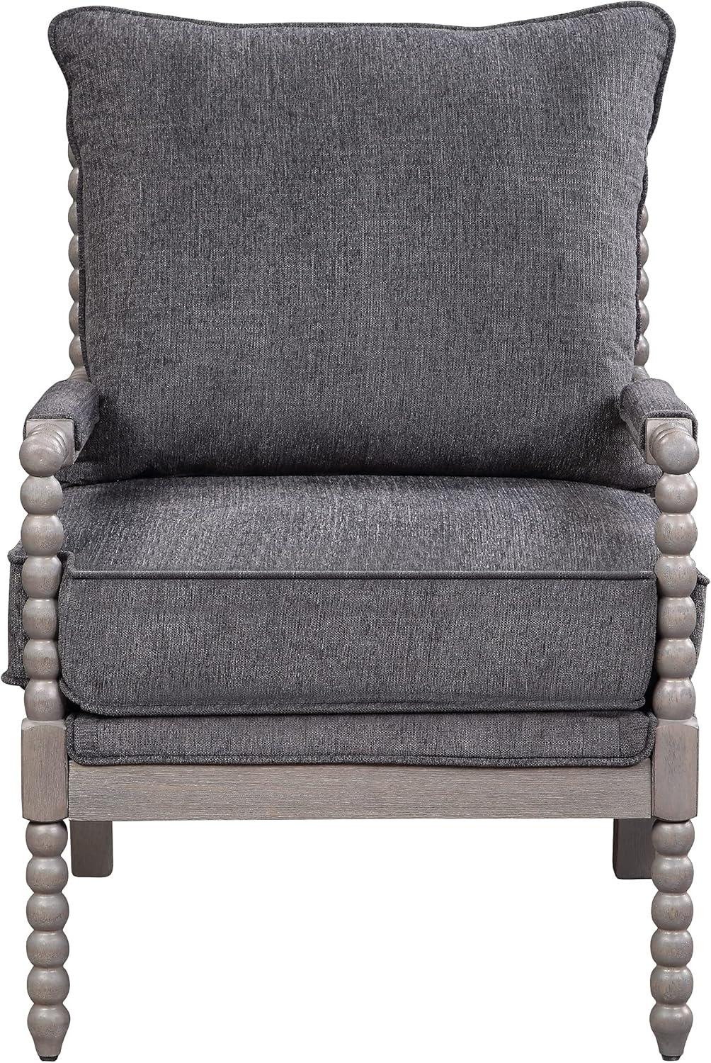 Abbott Brushed Gray Hardwood Spindle Accent Chair with Padded Seat