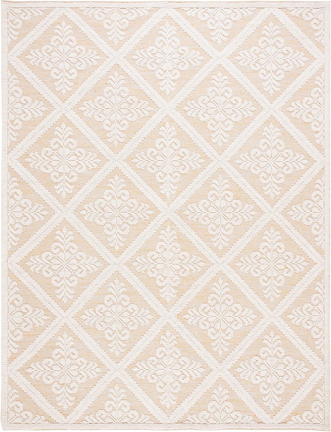 SAFAVIEH Vermont Trinity Floral Geometric Wool Area Rug, 8' x 10', Ivory/Gold