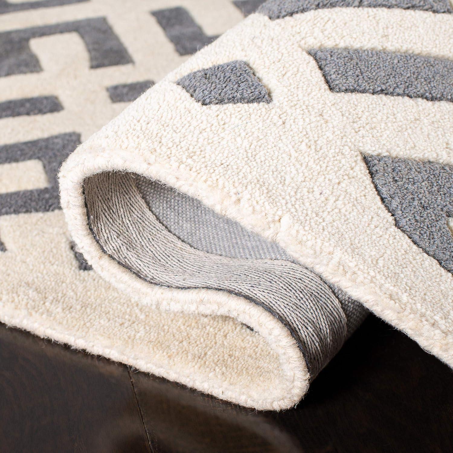 SAFAVIEH Chatham Jackson Geometric Wool Area Rug, Dark Grey/Ivory, 8' x 10'
