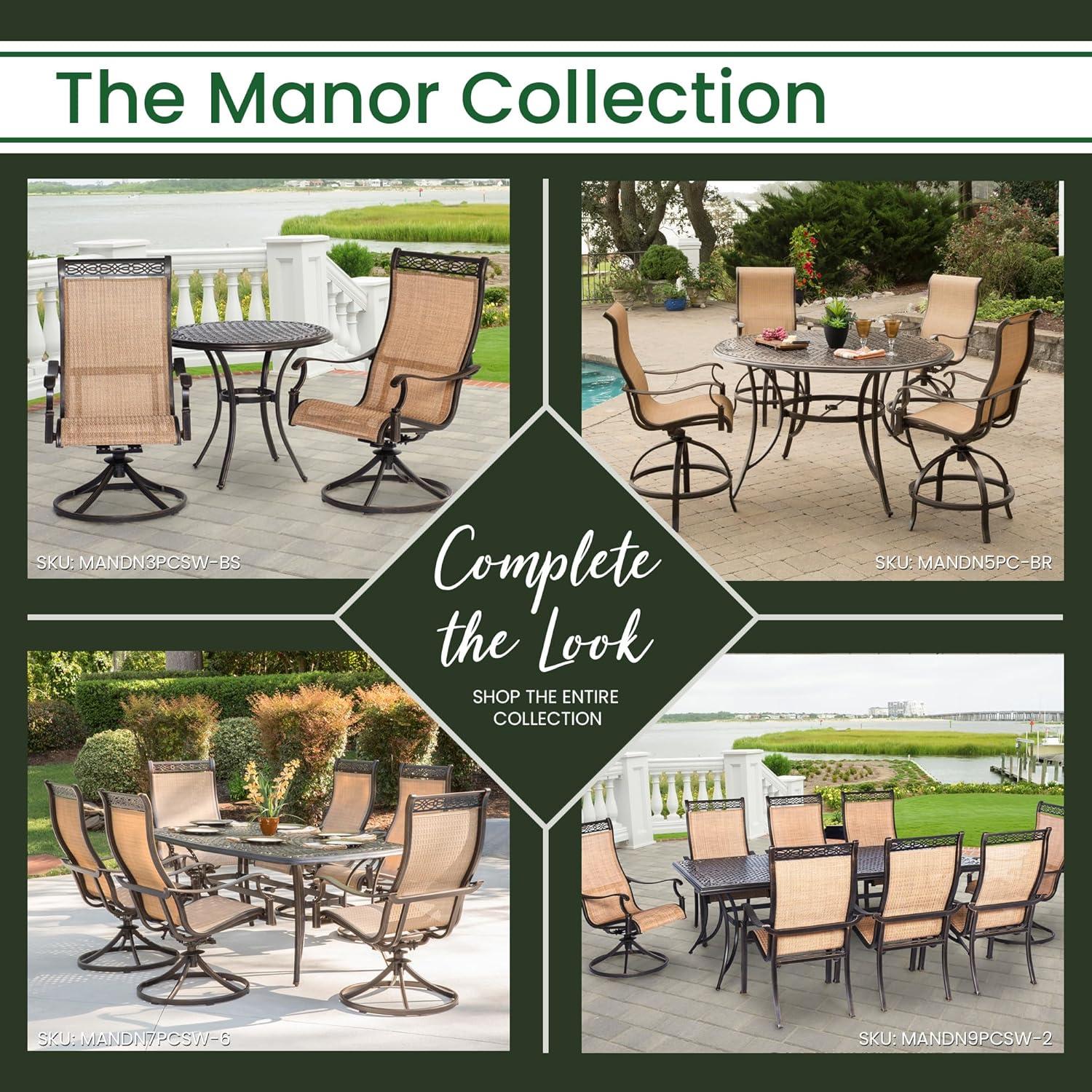 Hanover Manor 5-Piece Adult Modern PVC Aluminum Round Patio Dining Set Cast Sling