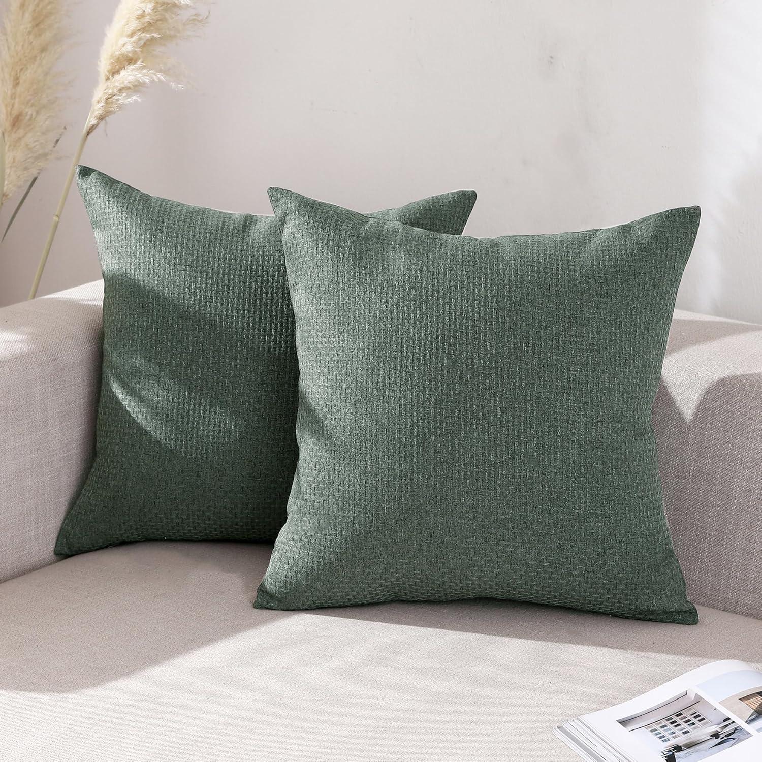 Pack of 2 Decorative Throw Pillow Covers Farmhouse Linen Burlap Square Solid Throw Cushion Cover Pillowcase for Sofa Couch