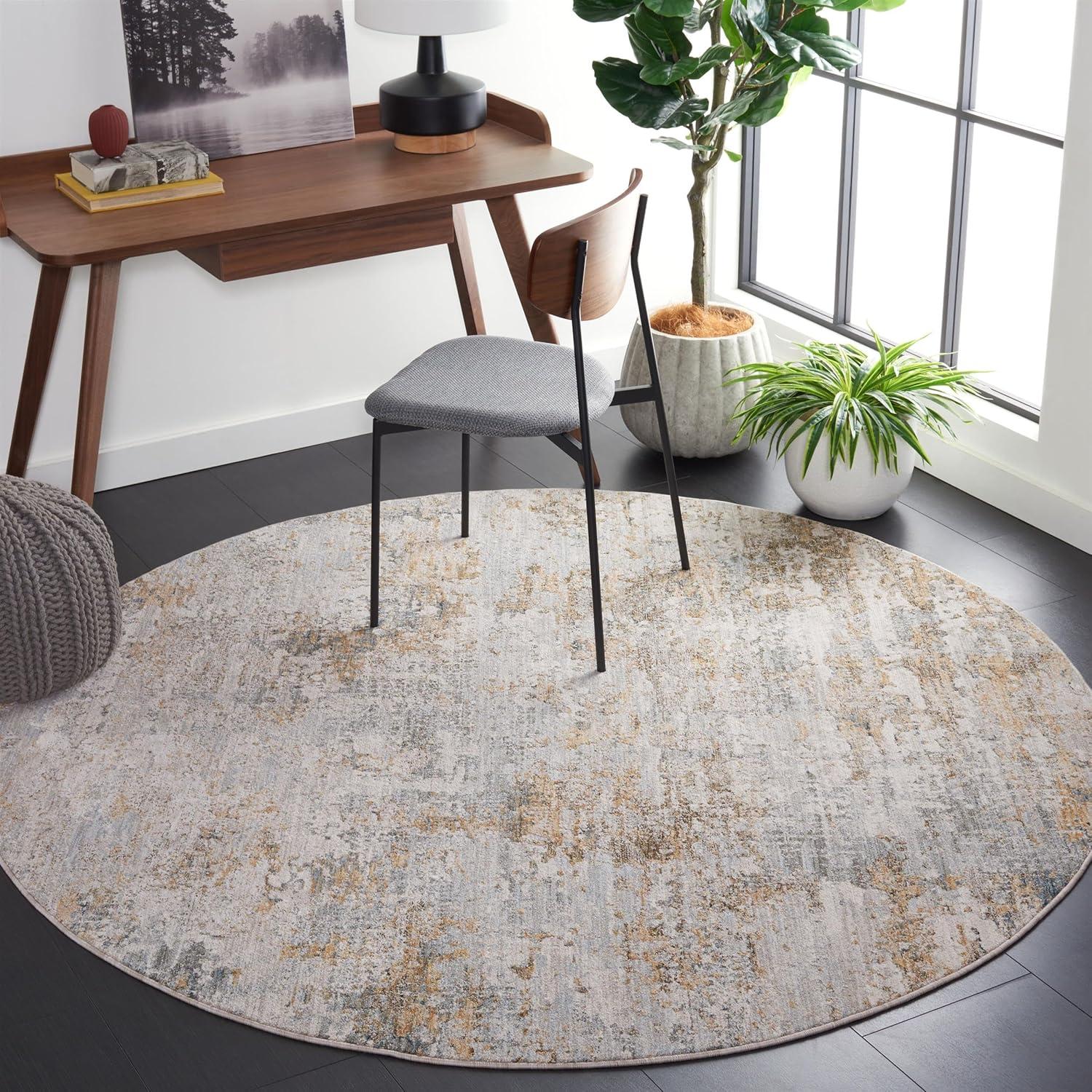 Adrianna ADN200 Machine Made Indoor Area Rug - Blue/Gold - 8'x10' - Safavieh