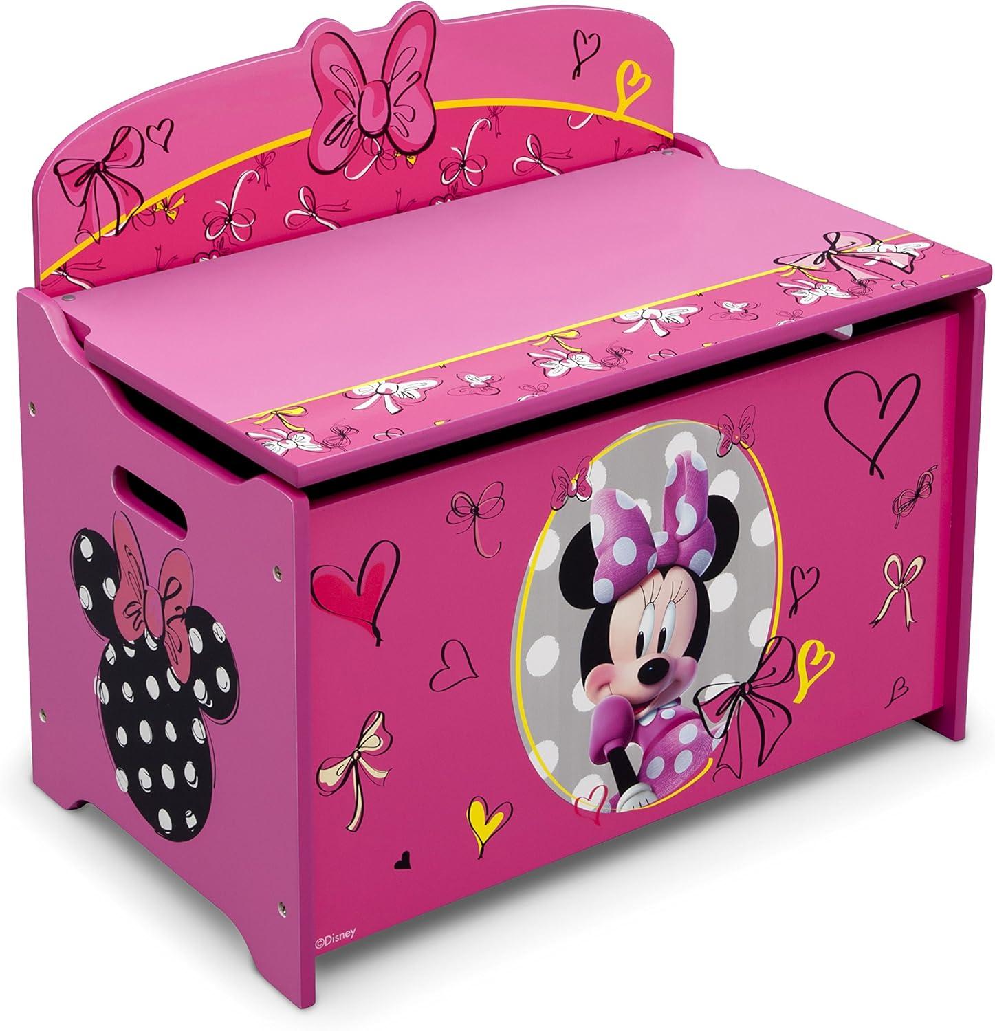 Disney Minnie Mouse Deluxe Wood Toy Box by Delta Children, Greenguard Gold Certified