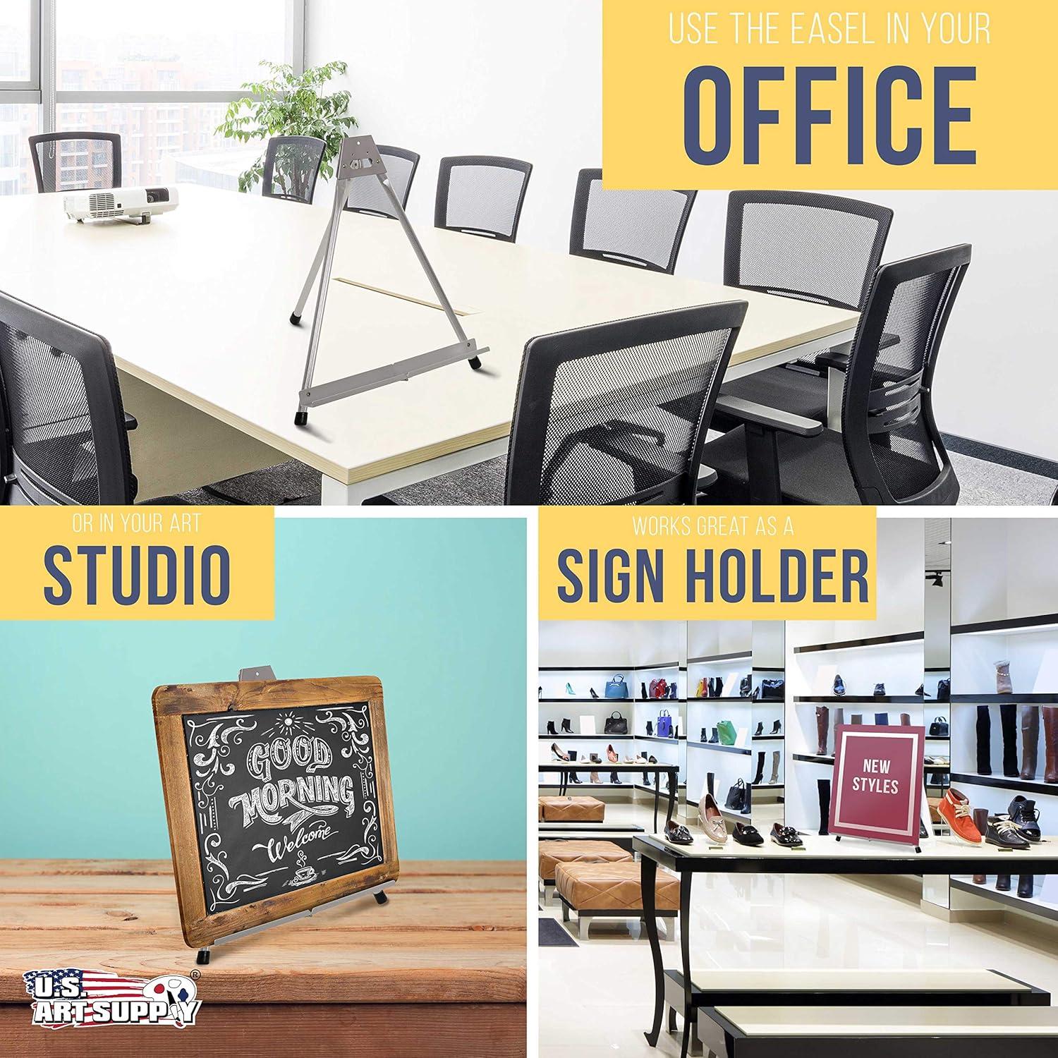 U.S. Art Supply 15" High Aluminum Tabletop Display Easel, Portable Artist Tripod Stand (Pack of 10) Hold Paintings Books