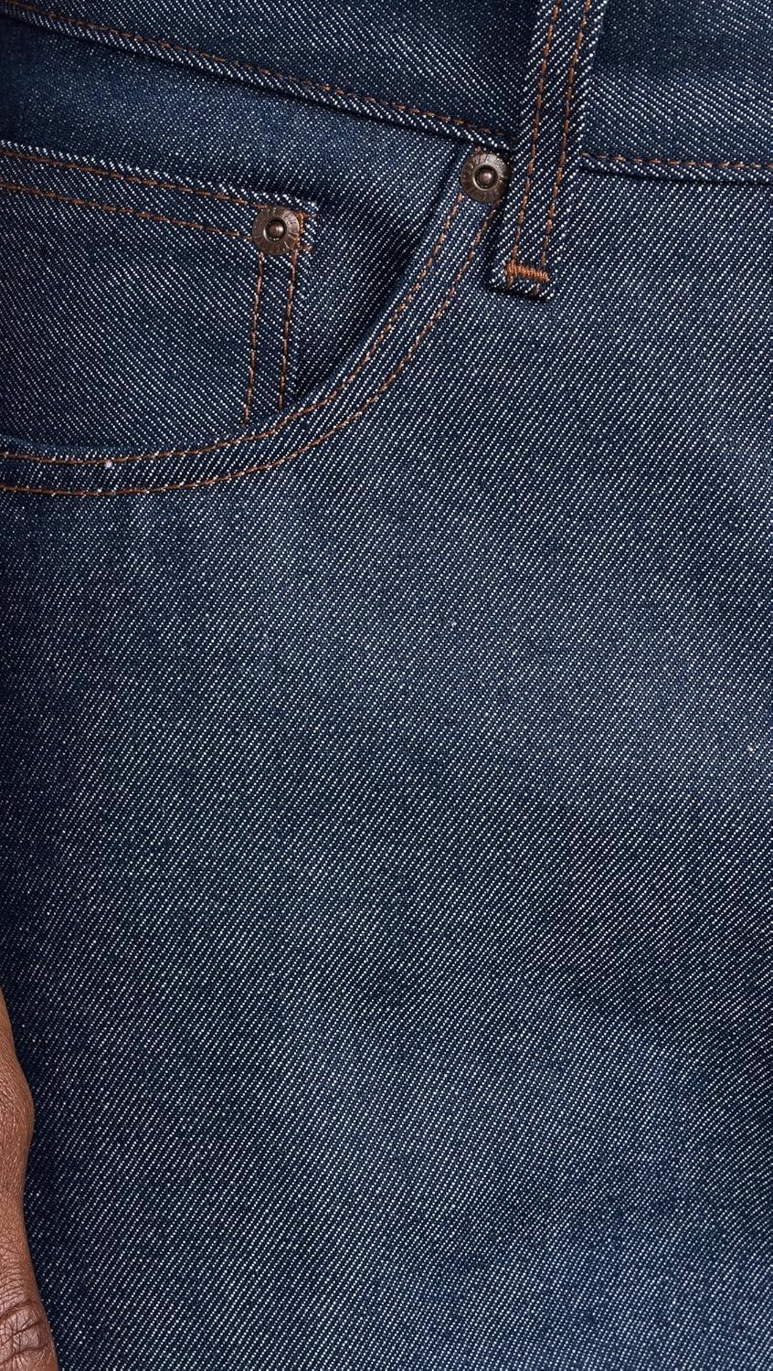 Natural Indigo Cotton Denim Straight Leg Jeans, Size 32