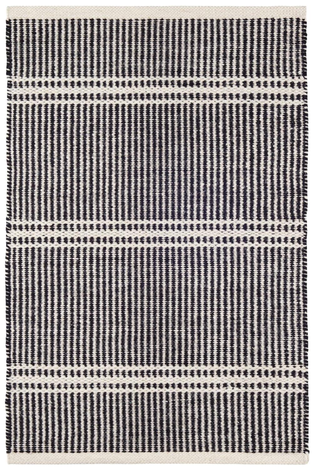 Malta Striped Handmade Handwoven Navy/Black Area Rug