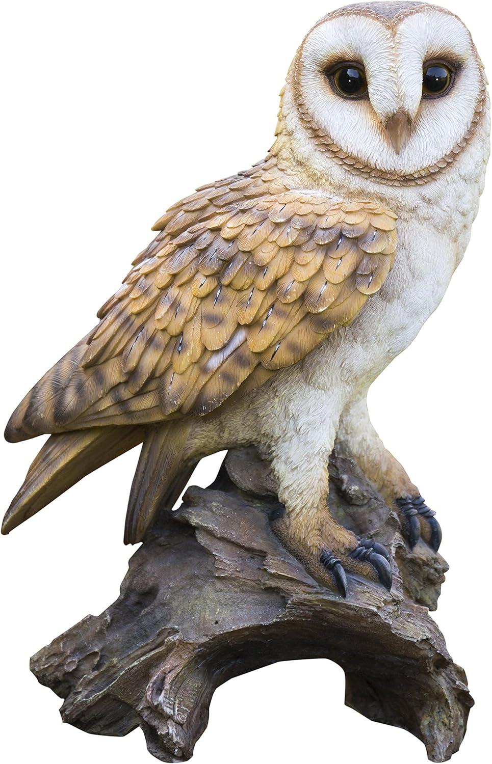 Life-Like Polyresin Owl on Branch Statue