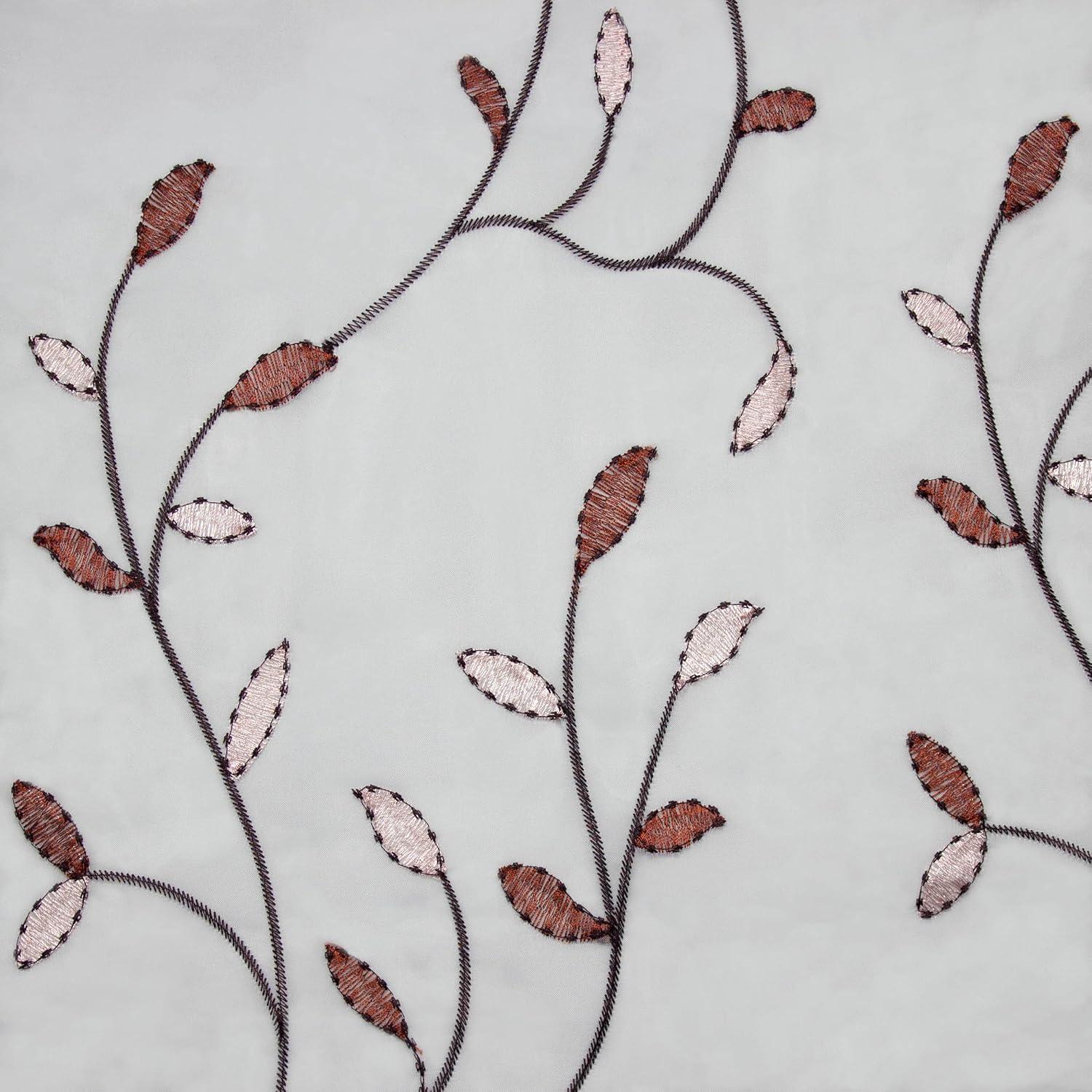 Grommet Curtain Panel, Embroidered Sheer Extra-Wide, Red 54" x 84"