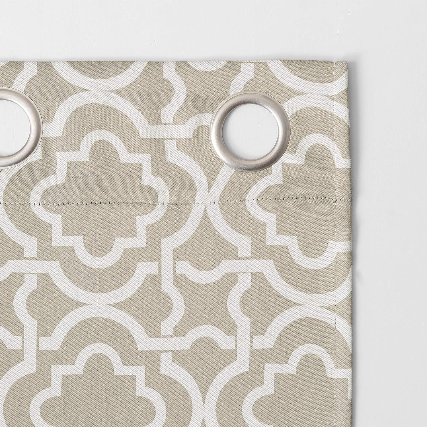 40"x95" Sun Zero Blackout Barnett Trellis Grommet Curtain Panel Taupe: Modern Geometric, Energy Efficient, Noise Reduction