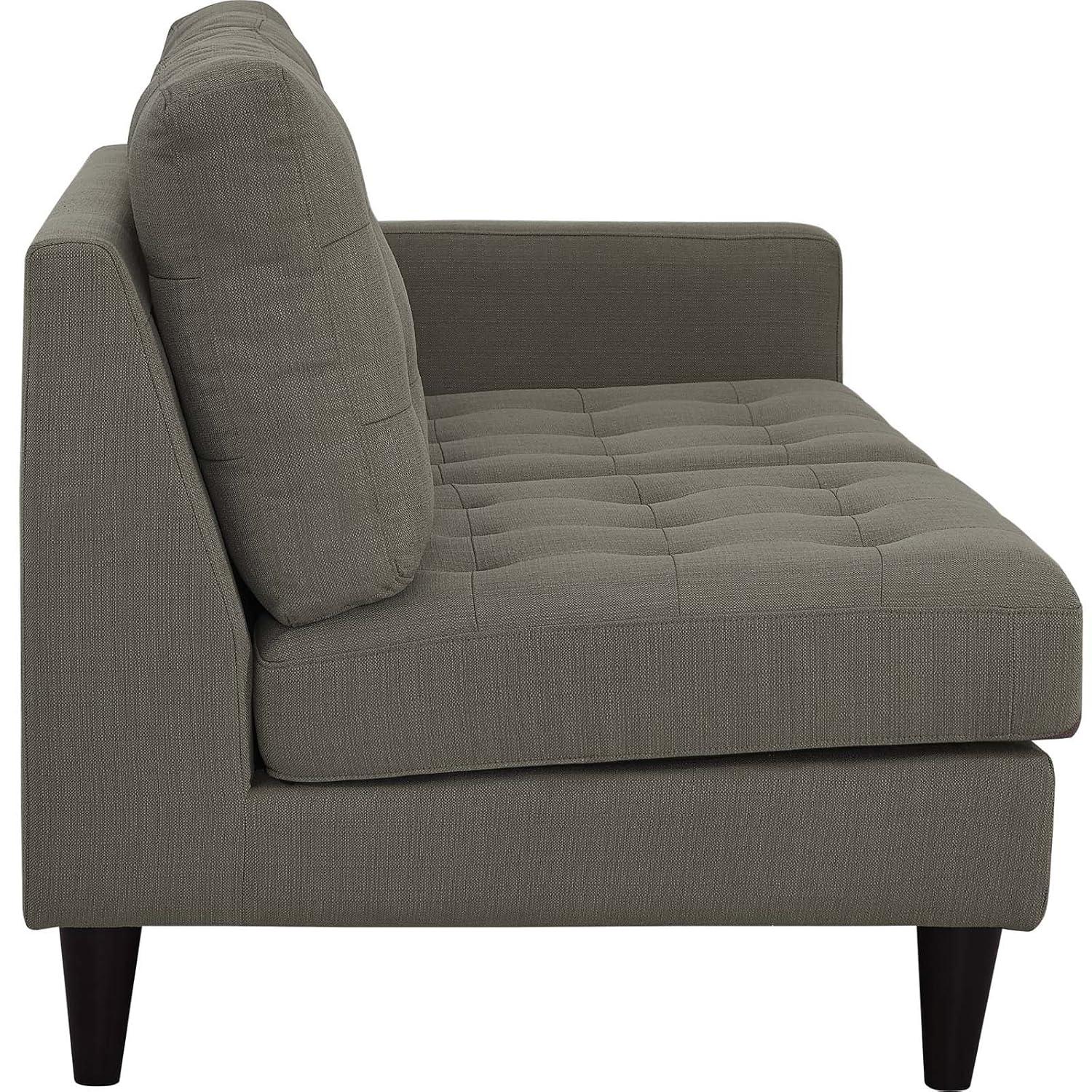 Modway Empress Right-Facing Upholstered Fabric Loveseat in Granite