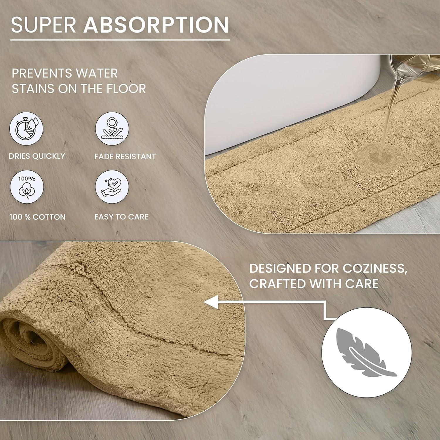 Home Weavers Double Ruffle Collection Toilet Lid Seat Cover, Elastic Edges, 100% Cotton Soft Non Slip Universal Fit for Standard Round Bath Room Bowl Lids, Washable, 18"x18" Toilet Lid Cover, Linen