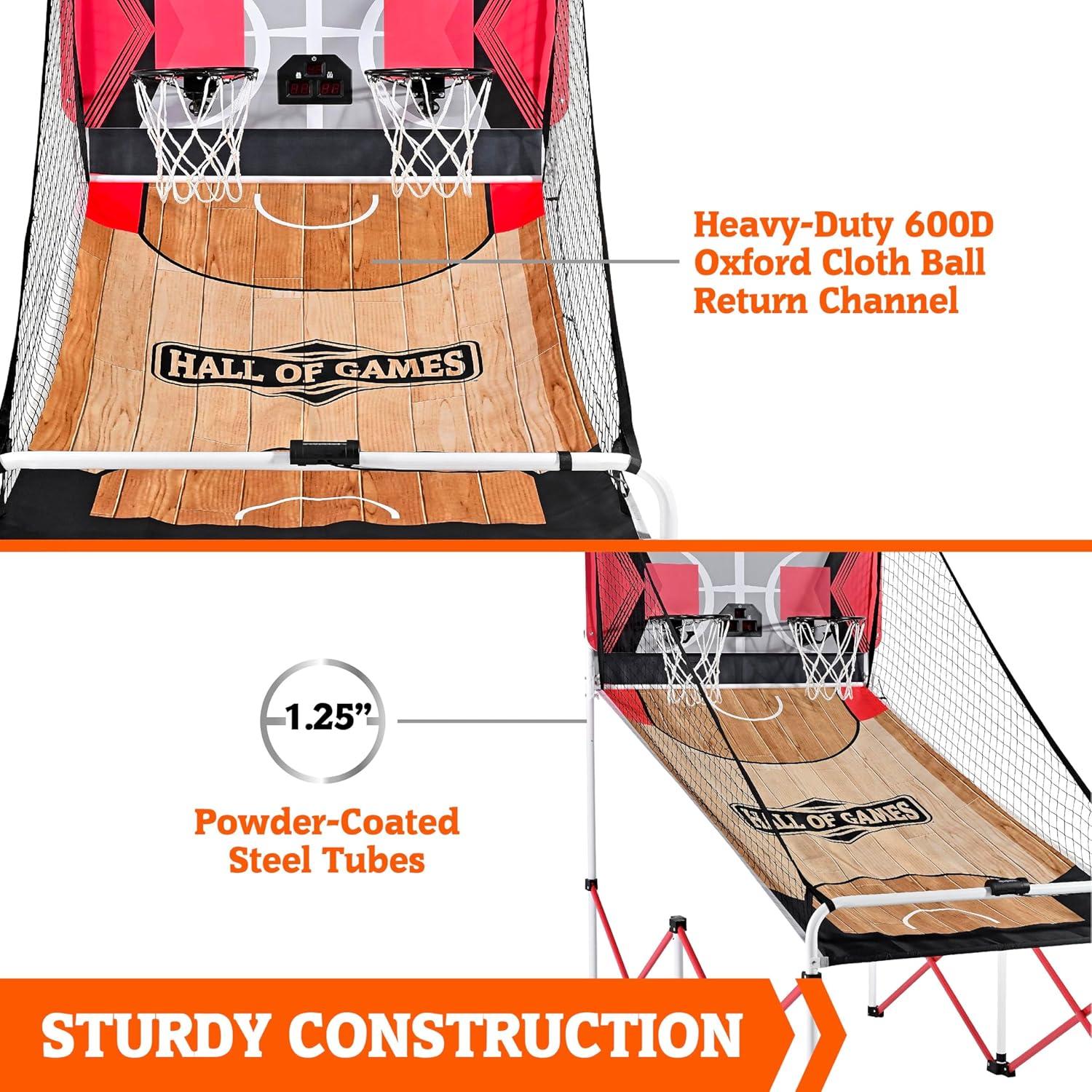 Hall of Games Hall of Games Easy to Assemble Arcade Basketball 84” Tall Indoor Steel Frame EZ-Fold X-Leg