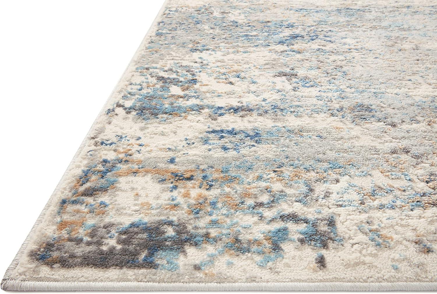 Ivory and Ocean Stain-Resistant Wool Accent Rug