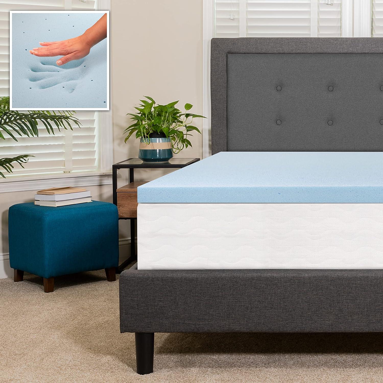 Flash Furniture Capri Comfortable Sleep 2 inch Cool Gel Memory Foam Mattress Topper