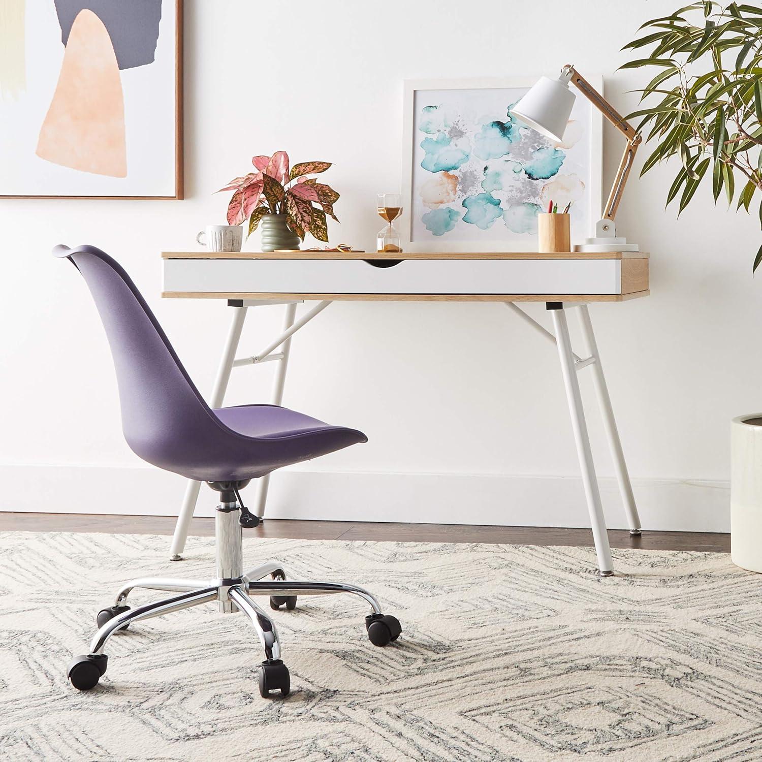 Emerson Office Chair with Pneumatic Chrome Base Purple - OSP Home Furnishings: Swivel, Armless, Adjustable Height