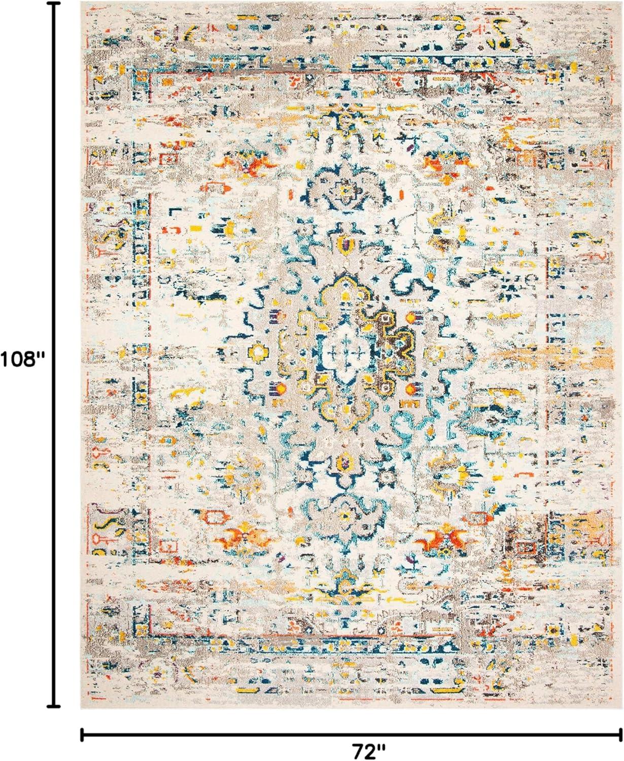 Madison MAD474 Power Loomed Indoor Area Rug - Cream/Blue - 6'x9' - Safavieh