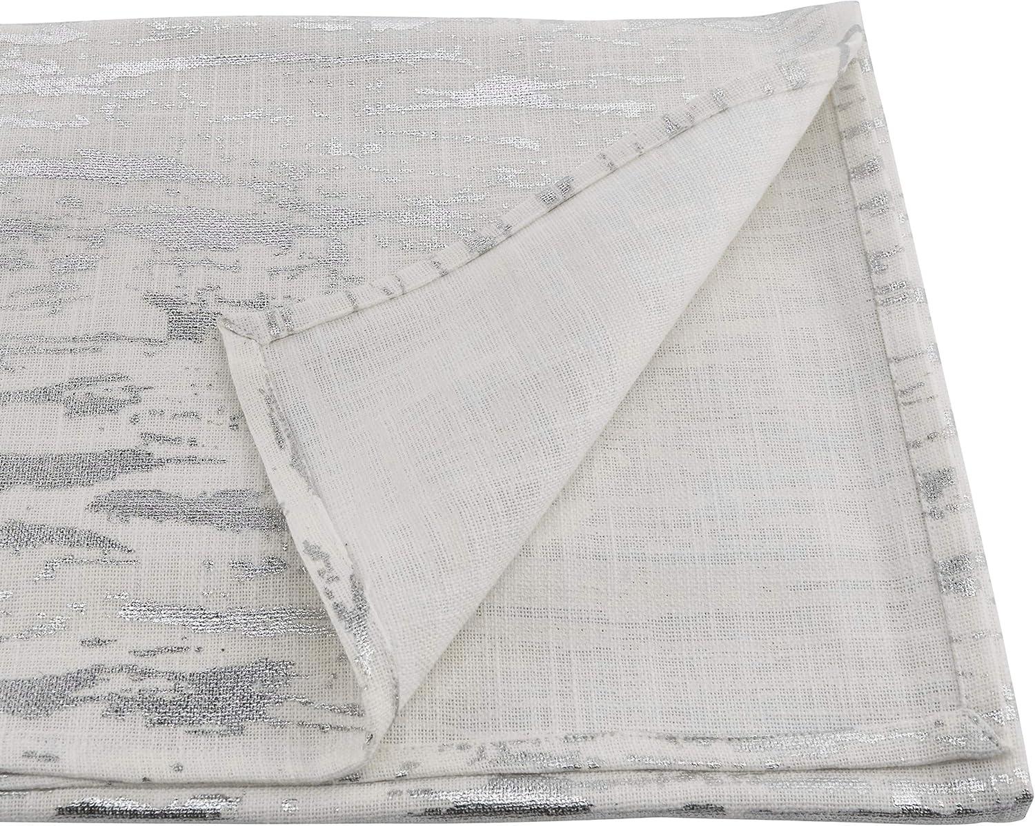 Saro Lifestyle Distressed Foil Metallic Design Cotton Table Runner