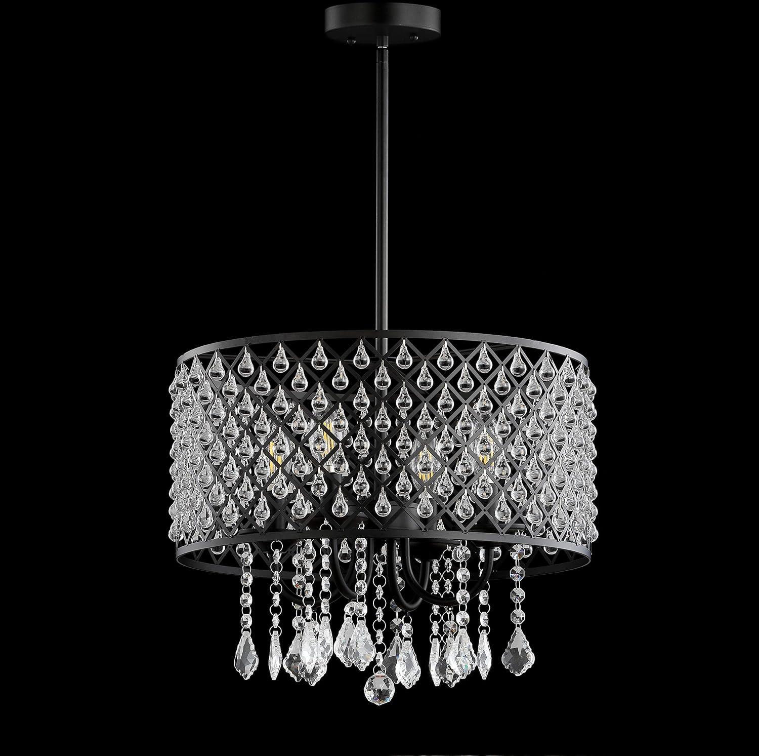 Gigi 17" Black Metal/Crystal LED Glam Drop Chandelier