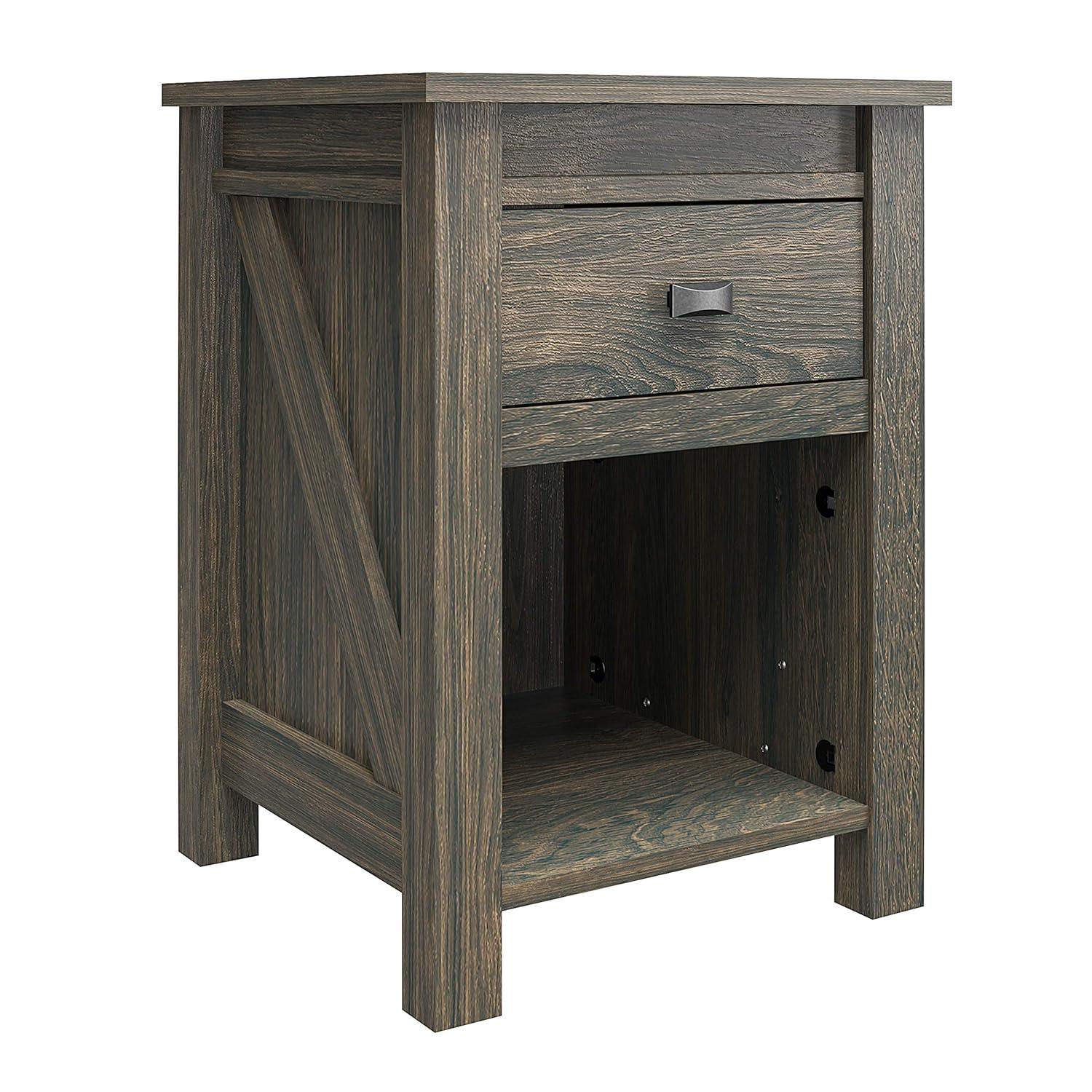 Woven Paths Scandi Farmhouse Nightstand, Weathered Oak