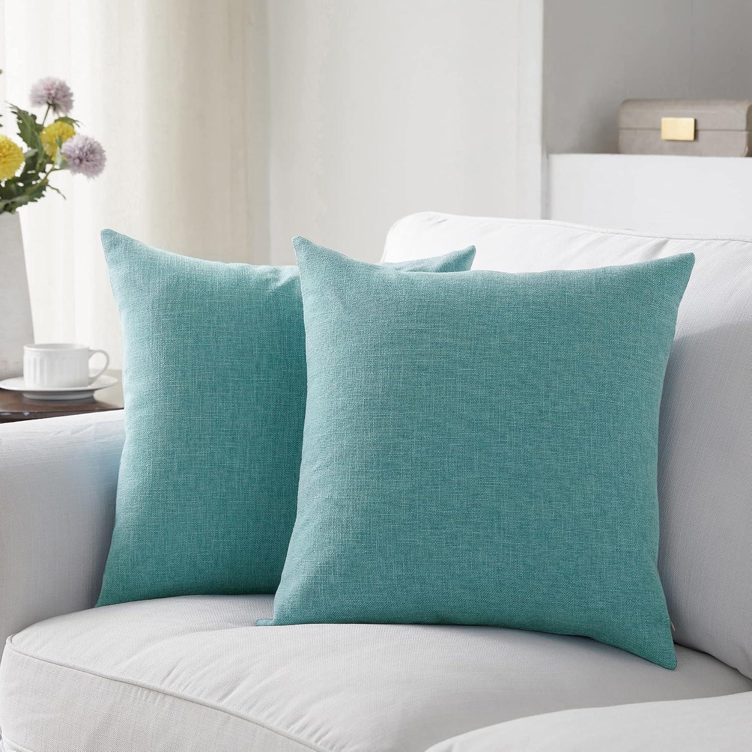 Teal Velvet Flannel Euro Square Pillow Covers Set