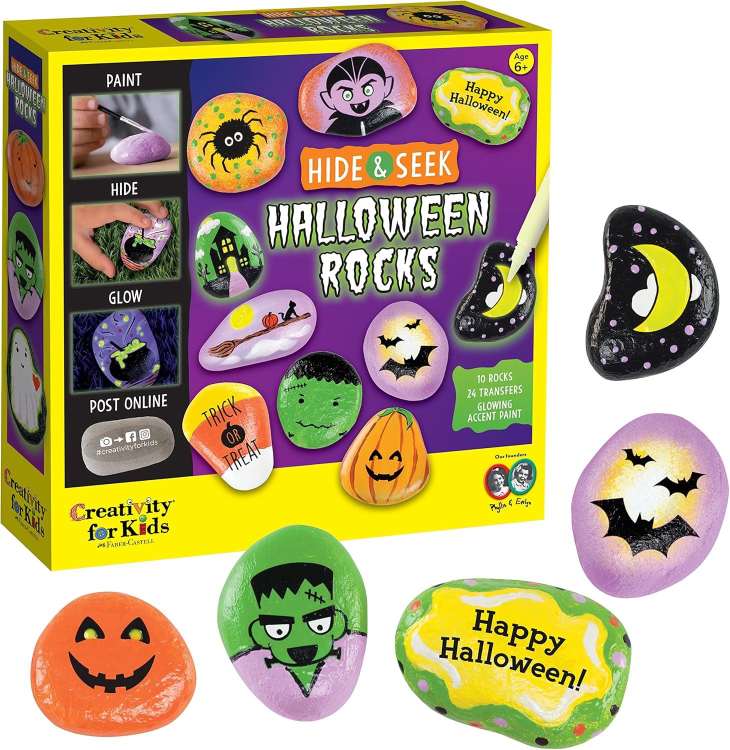 Creativity for Kids Halloween Hide & Seek Rock Painting- Spooky Child Craft Kit for Boys and Girls