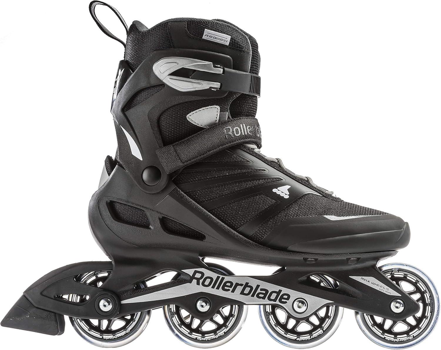 Rollerblade USA Zetrablade Mens Adult Size 12 Fitness Inline Skate, Black/Silver